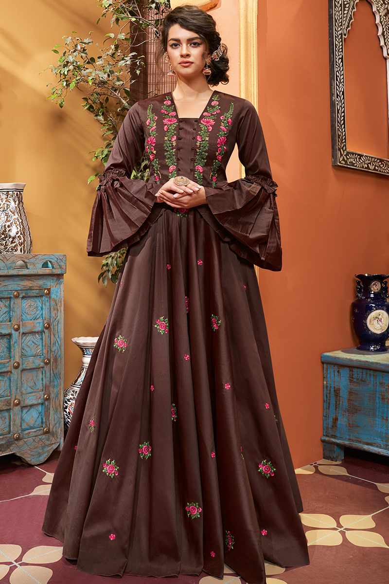 cotton silk anarkali gown