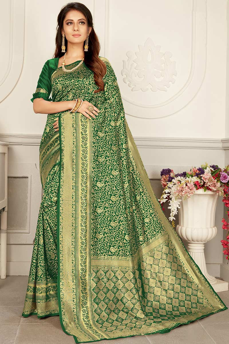 dark green wedding saree