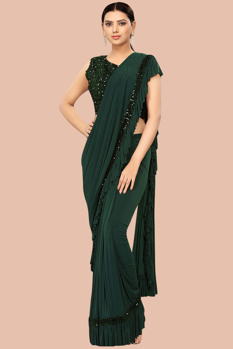 Green velvet saree blouse Clearance