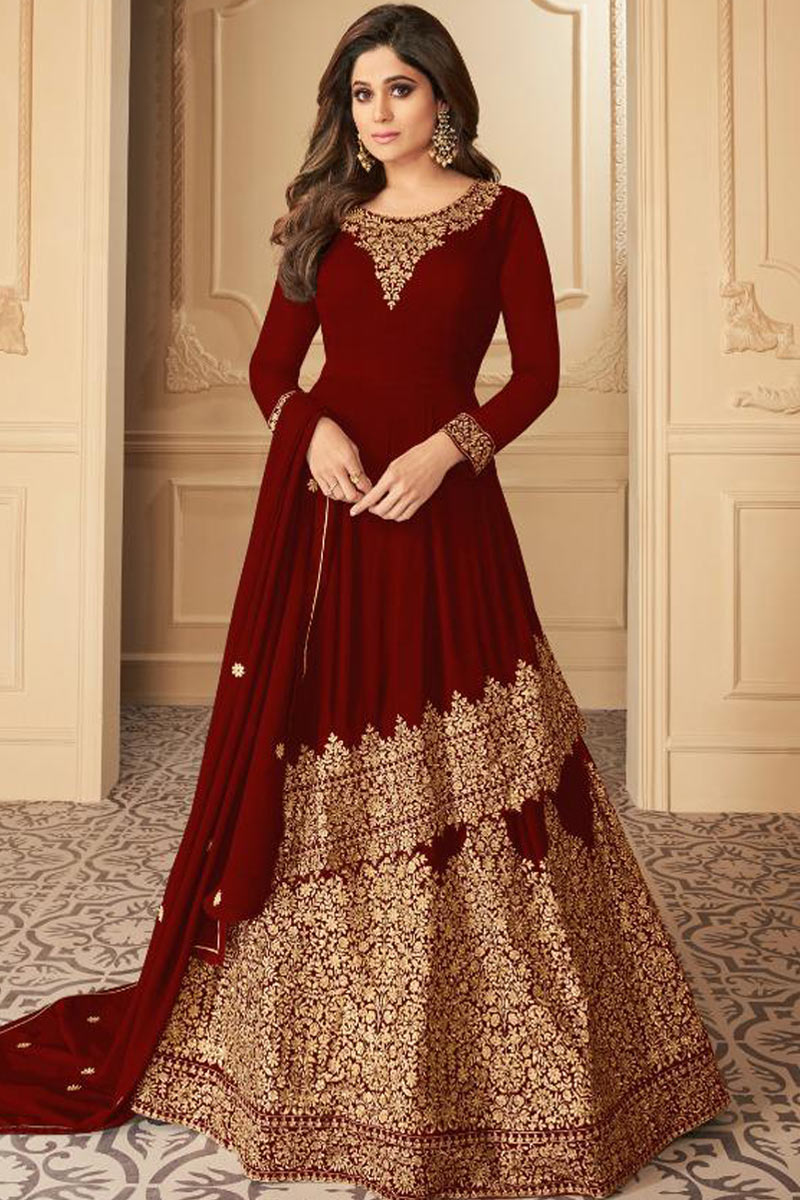 Georgette embroidered anarkali suit Outlet