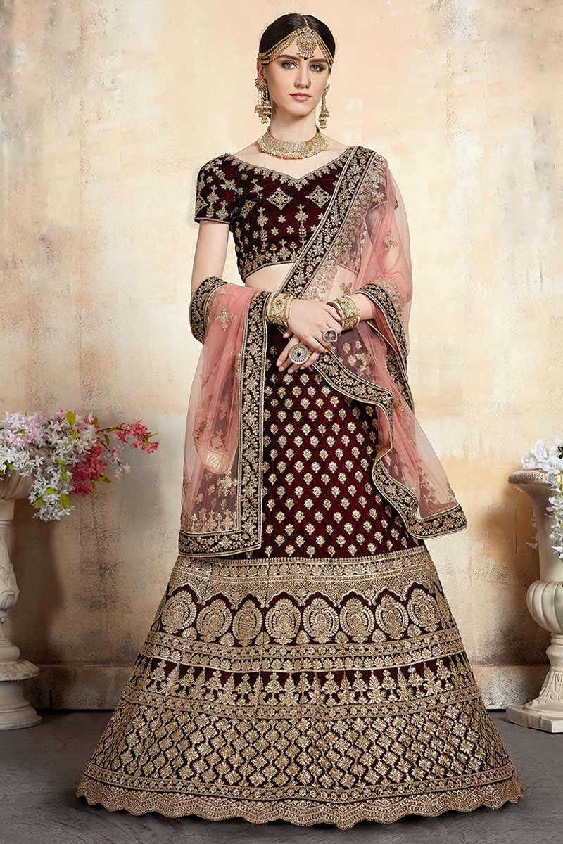 Velvet lehenga with stone work clearance