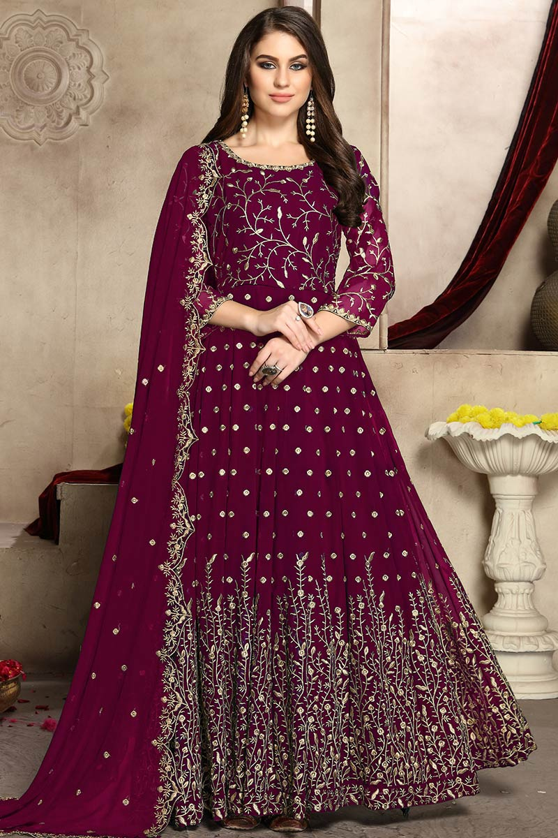 Dark pink anarkali suit Clearance