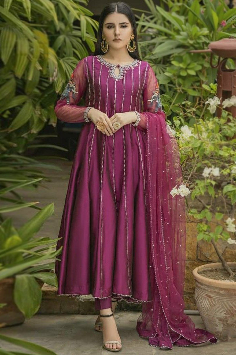 Bollywood Dark Pink Anarkali Suit with Resham Work LSTV115497