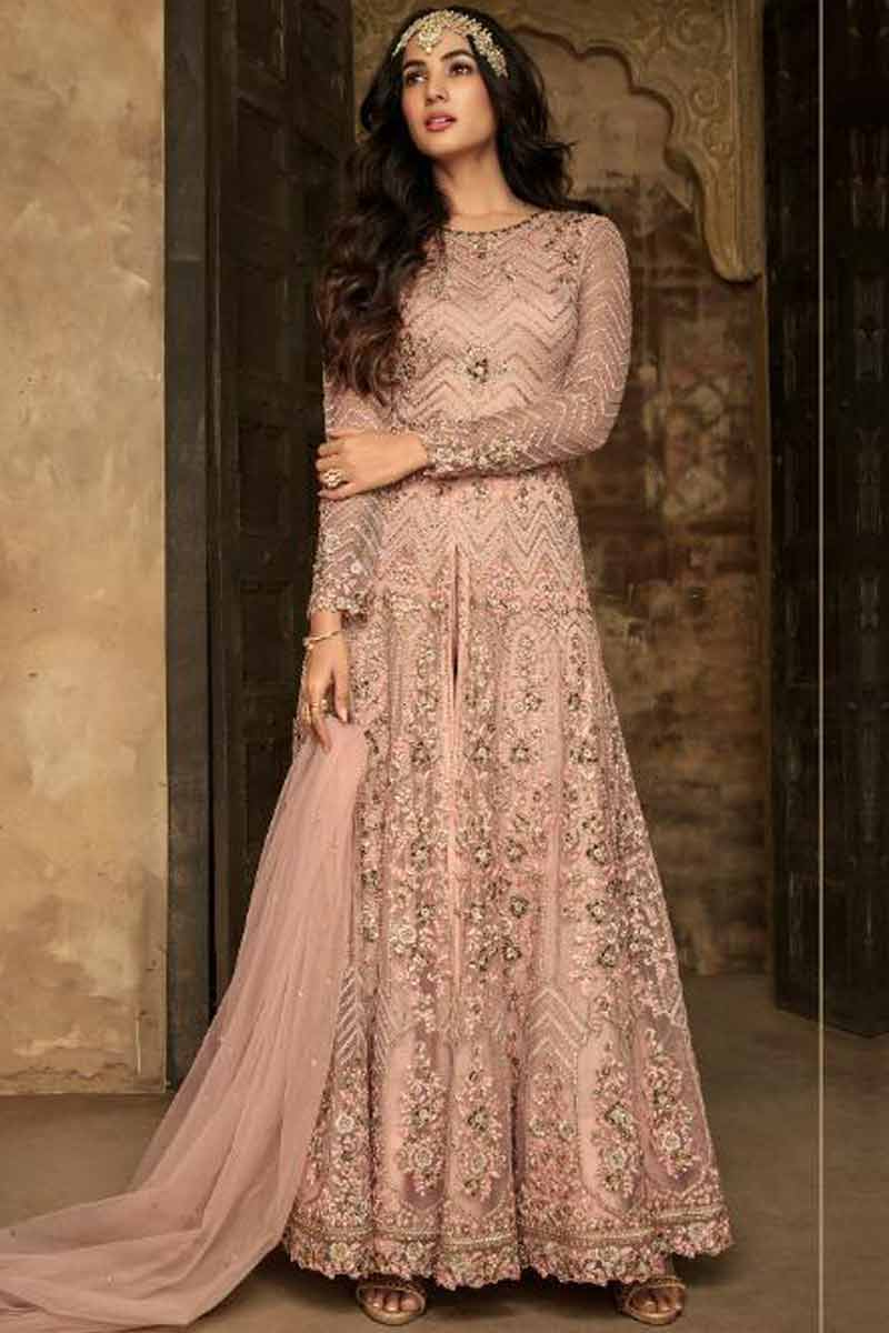 dusty pink anarkali
