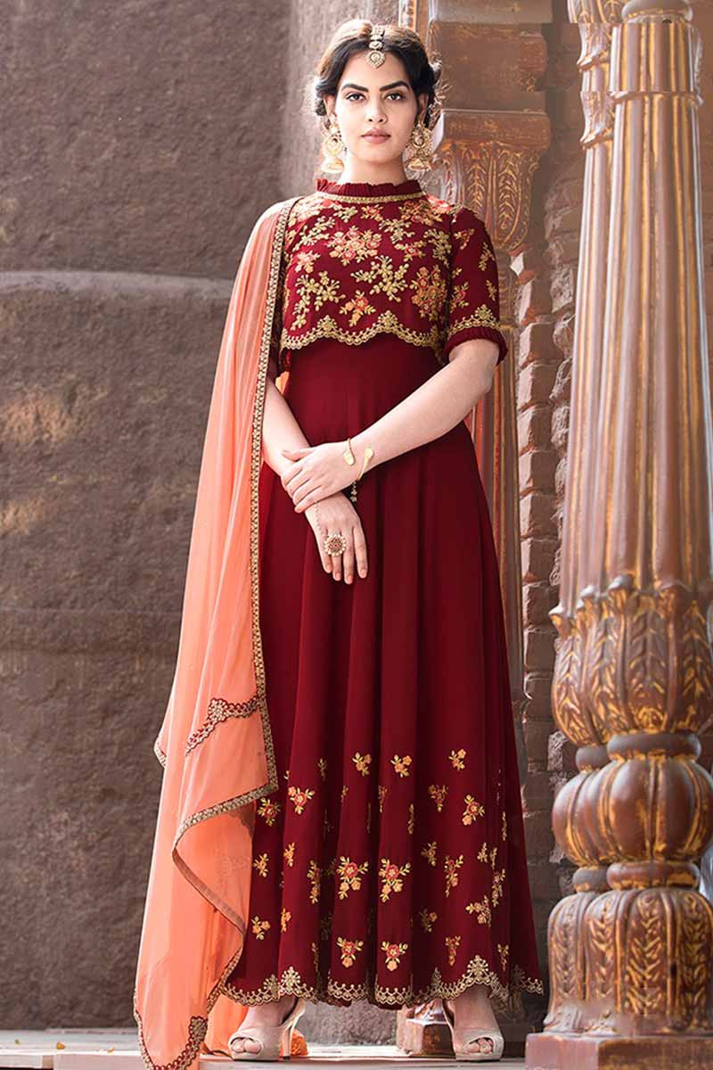 red embroidered suit