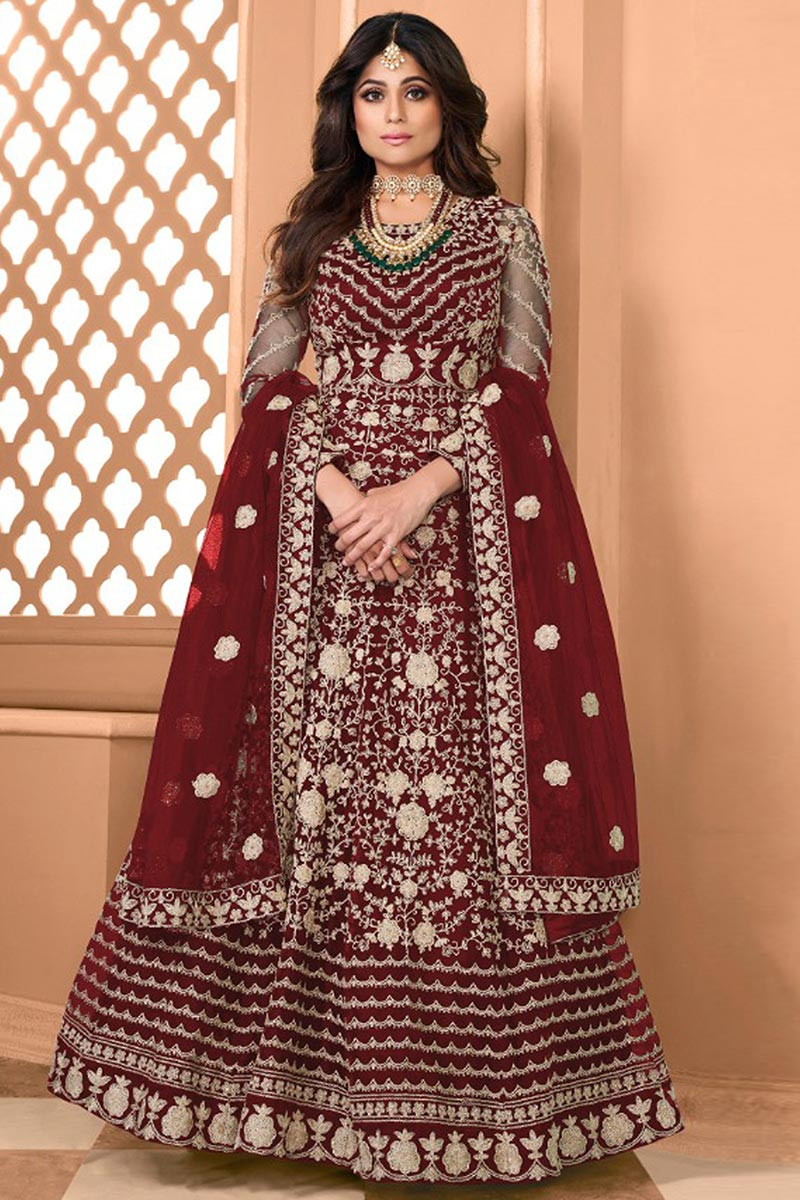 dark red anarkali