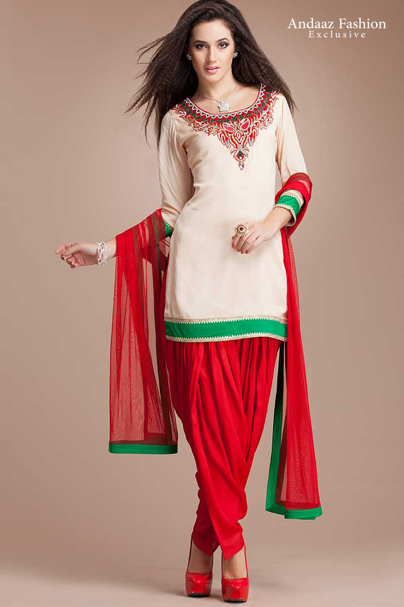 Red white salwar suit Clearance
