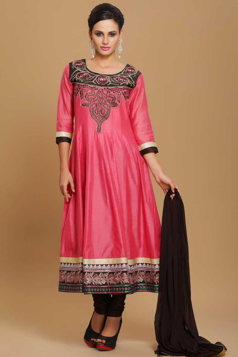 pink churidar designs