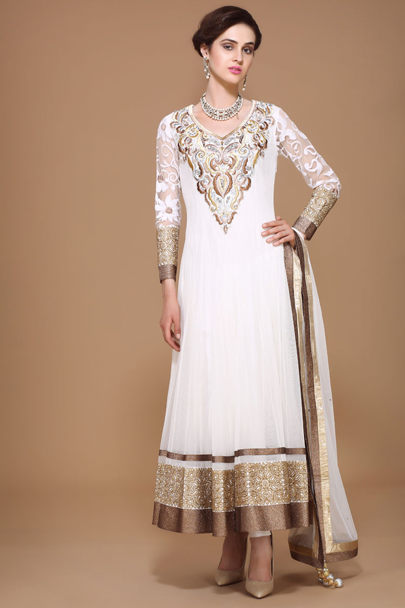 white net churidar designs