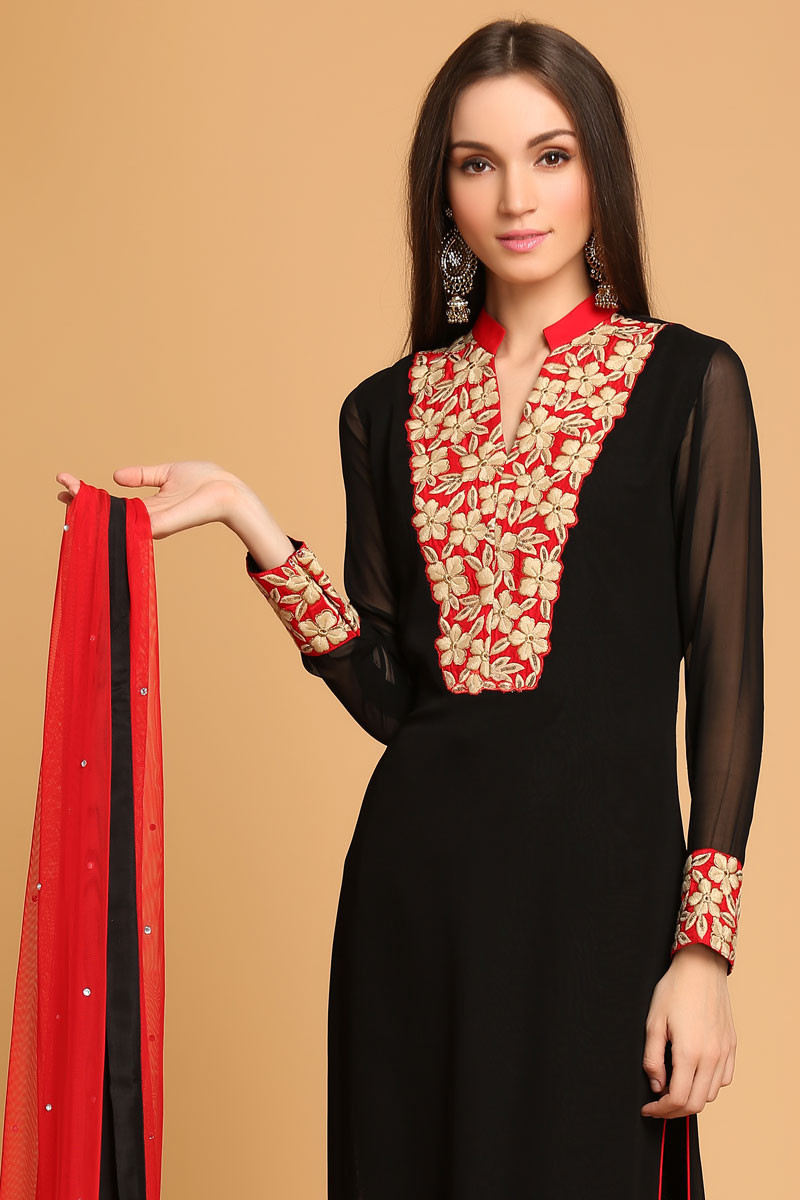 red churidar dress