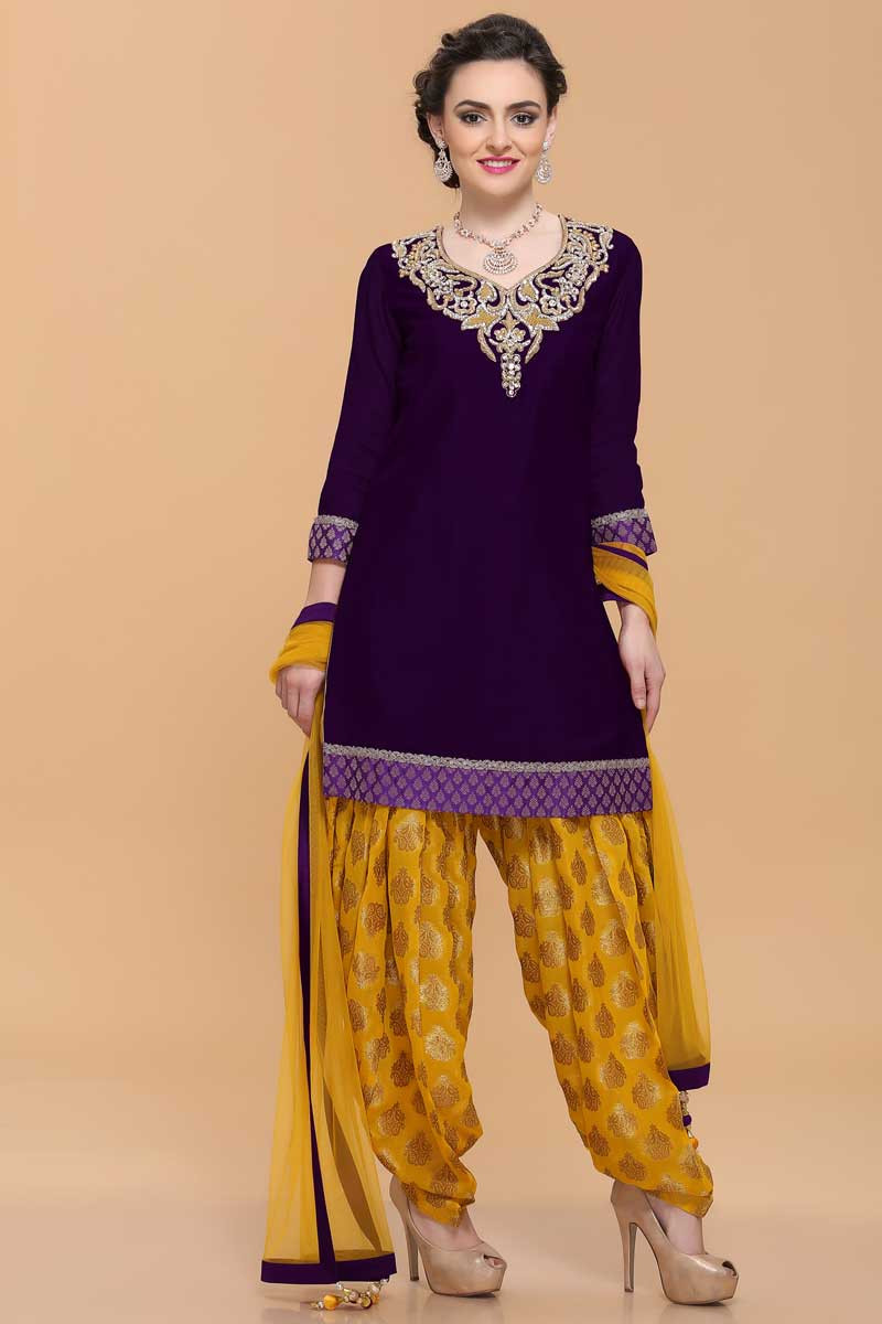 purple patiala salwar suit