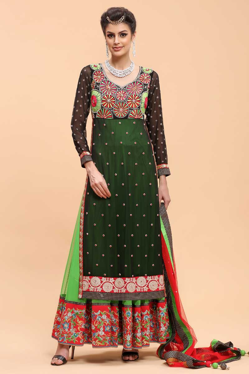lime green anarkali