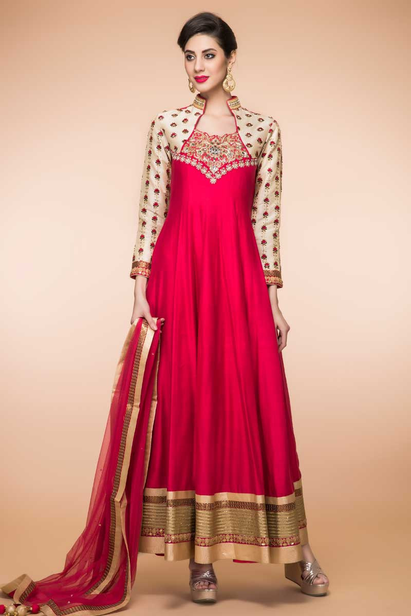 silk anarkali churidar