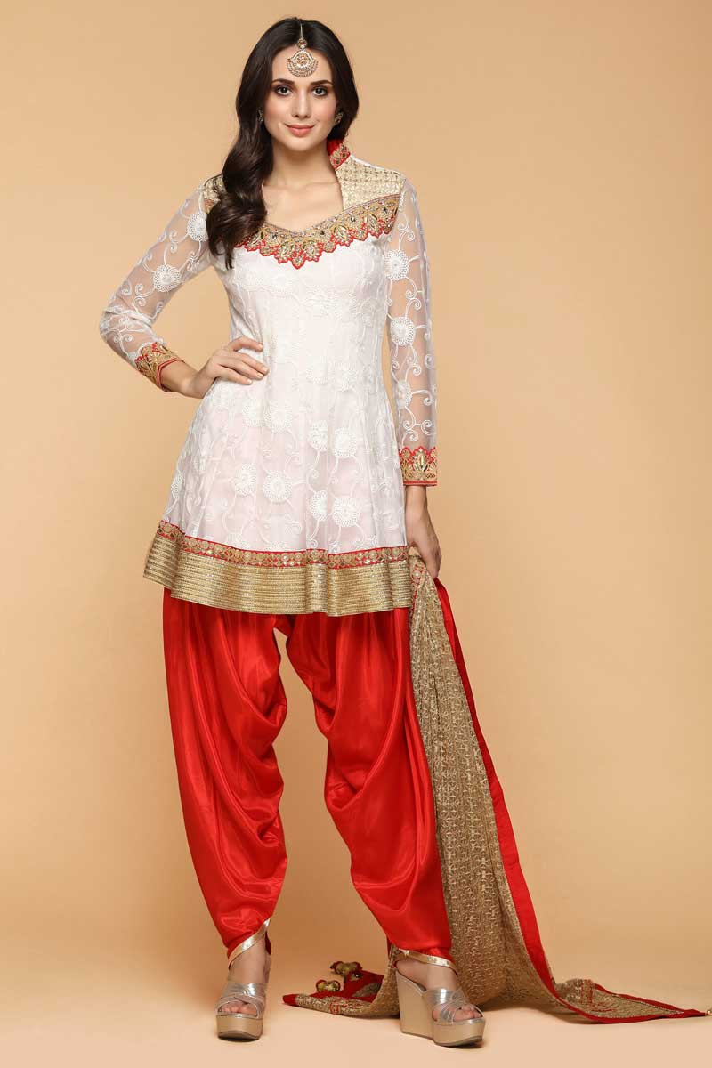 white chicken punjabi suit