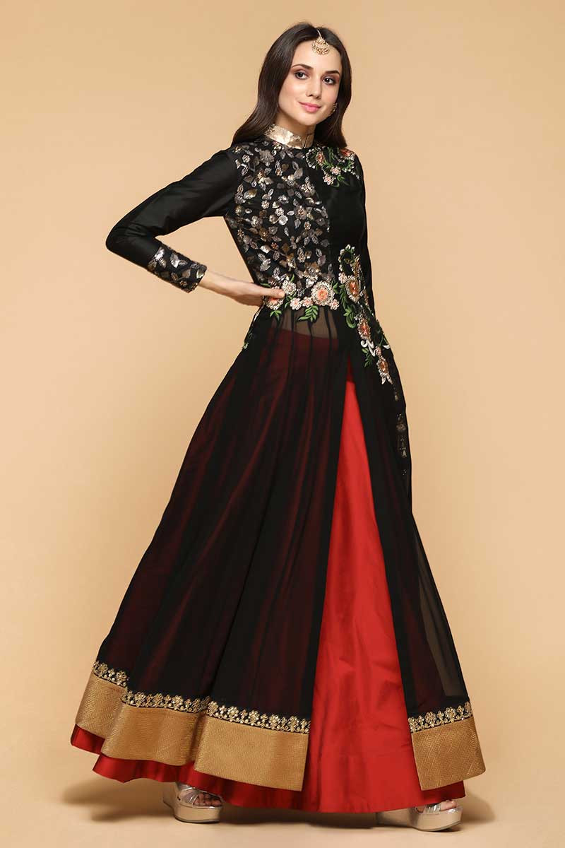 black and red lehenga online