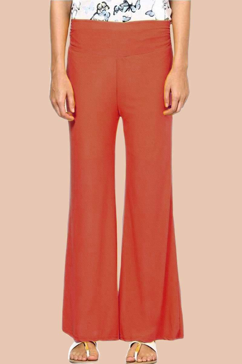 Latest Fashion Peach Lycra Palazzo Pant Online - 65015- Peach