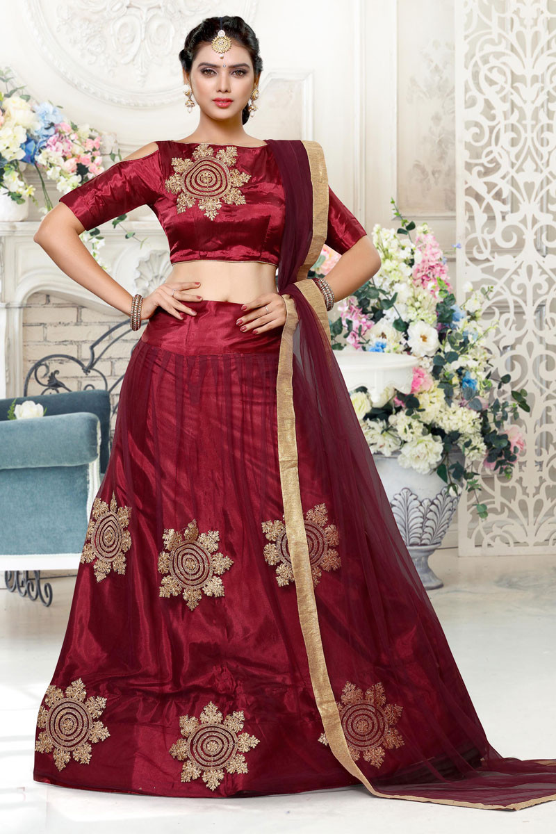 bridal lehenga cherry colour