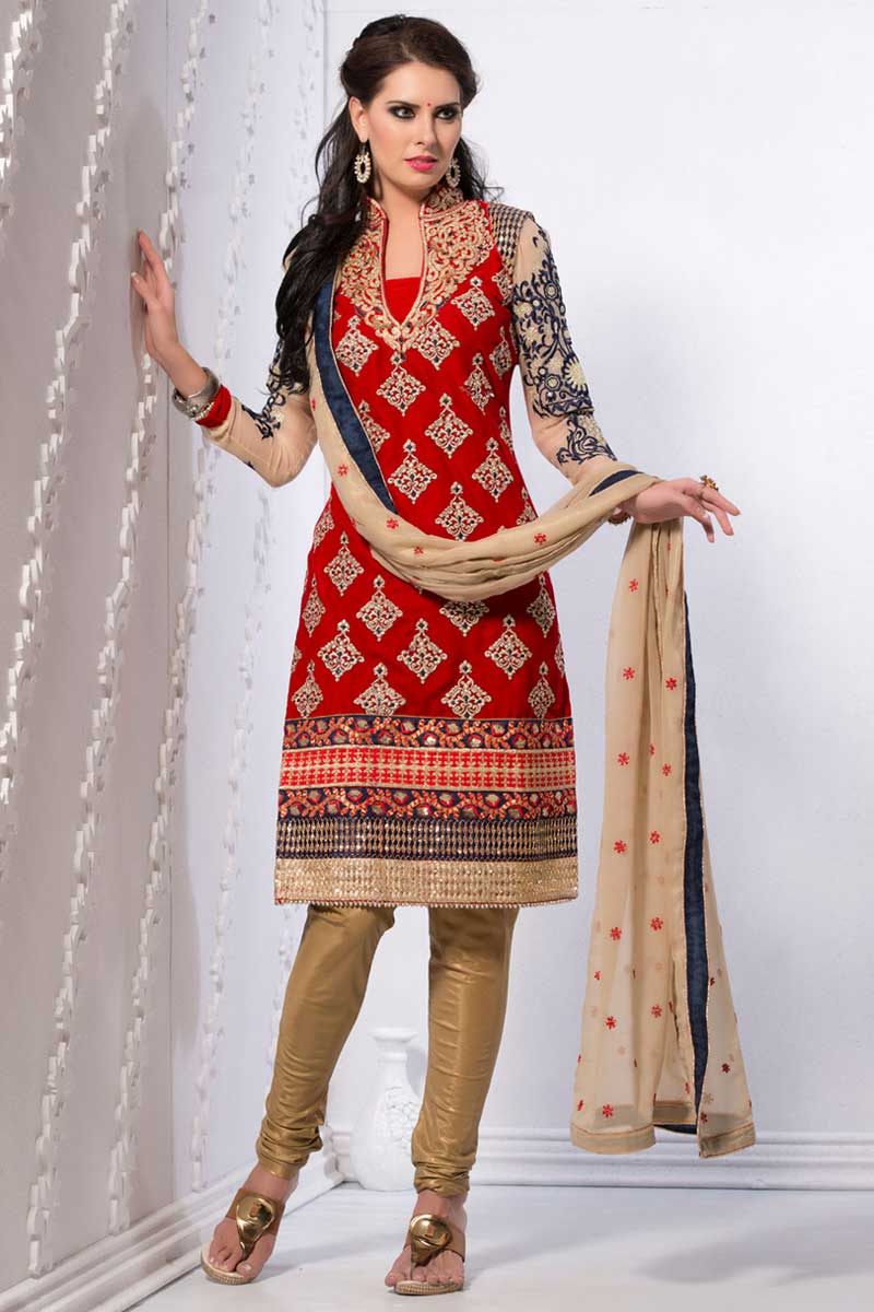Olive Green Shimmer Salwar Suit With Kameez & Dupatta For Indian & Pakistani Wedding Festival - Dori With Thread & Sequins Embroidery Work