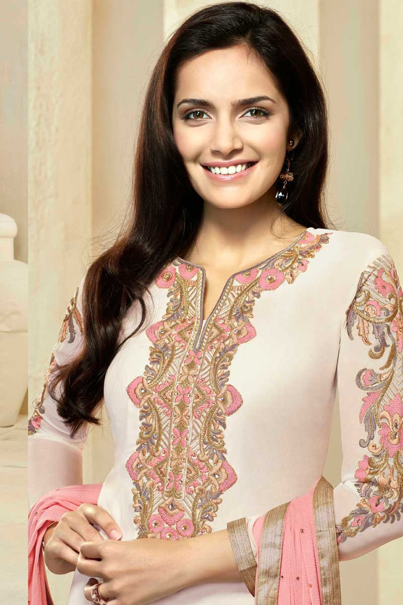 white chiffon churidar