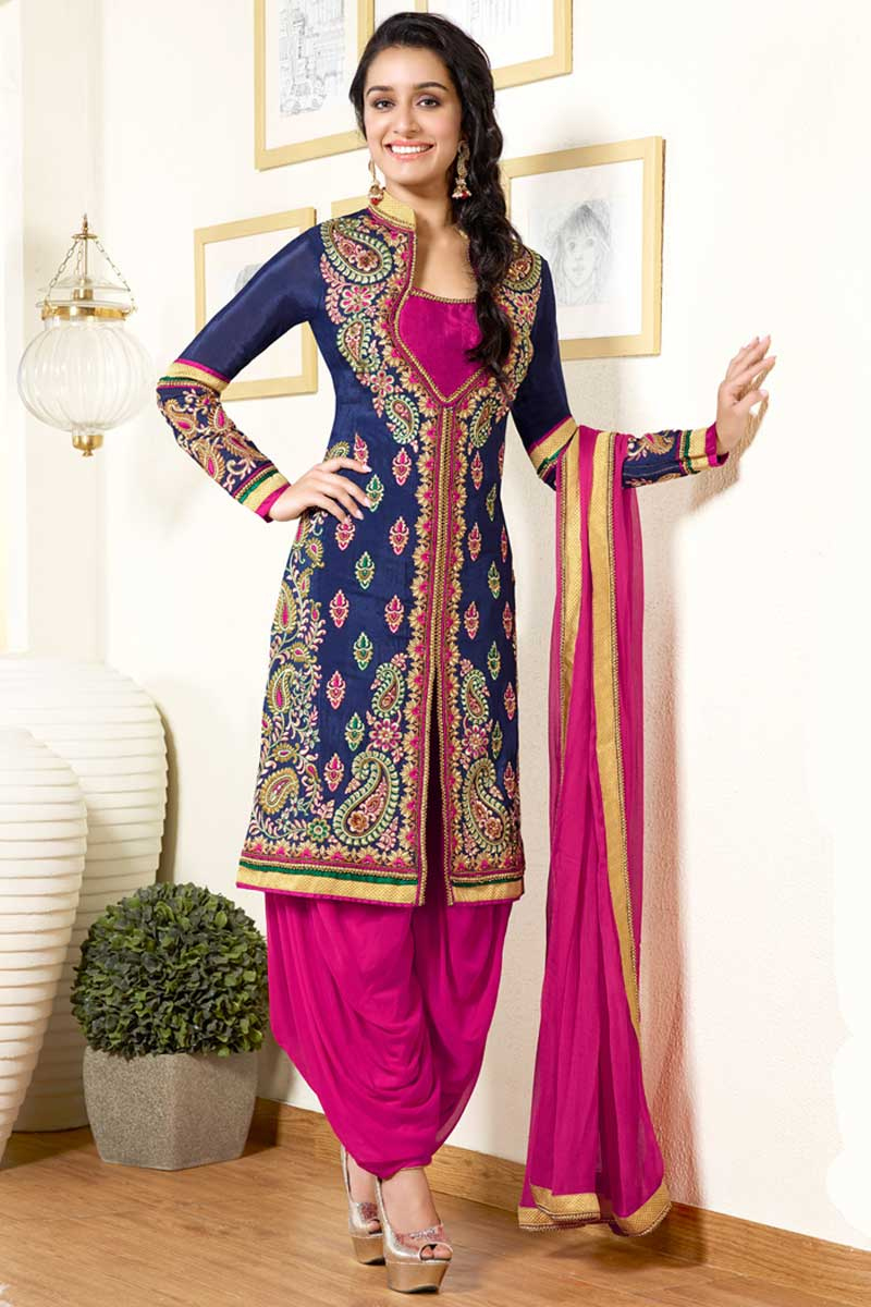 Buy Shraddha Kapoor Navy Blue Crepe Patiala Suit With Dupatta Online Dmv13962 Andaaz Fashion Buy indian salwar kameez and punjabi salwar kameez from our online shop.
