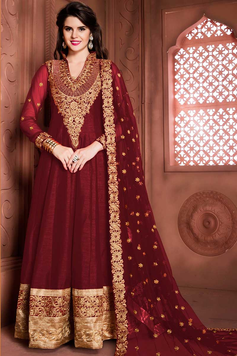 plain anarkali with heavy dupatta online