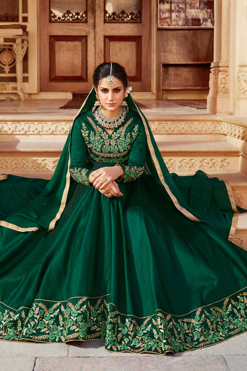 emerald green anarkali dress