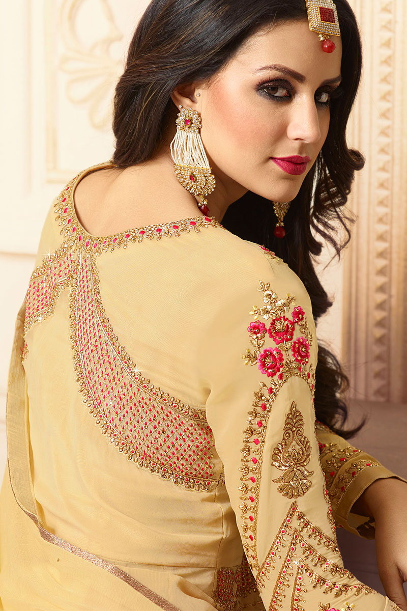 yellow georgette anarkali