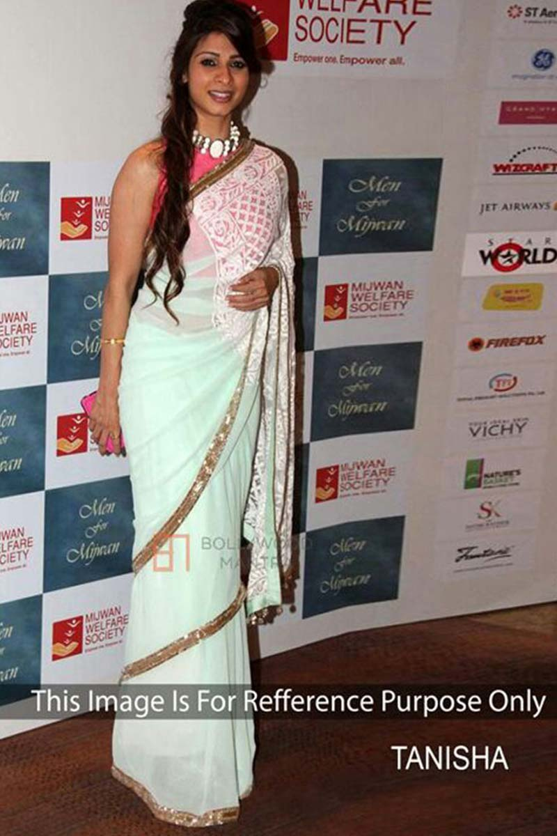 By Bollywood Actress Tanisha Saree Shop Online White Chiffon Embroidered Sari Round Neck Blouse Kaul says 'she's a natural'. tanisha white chiffon saree with velvet blouse