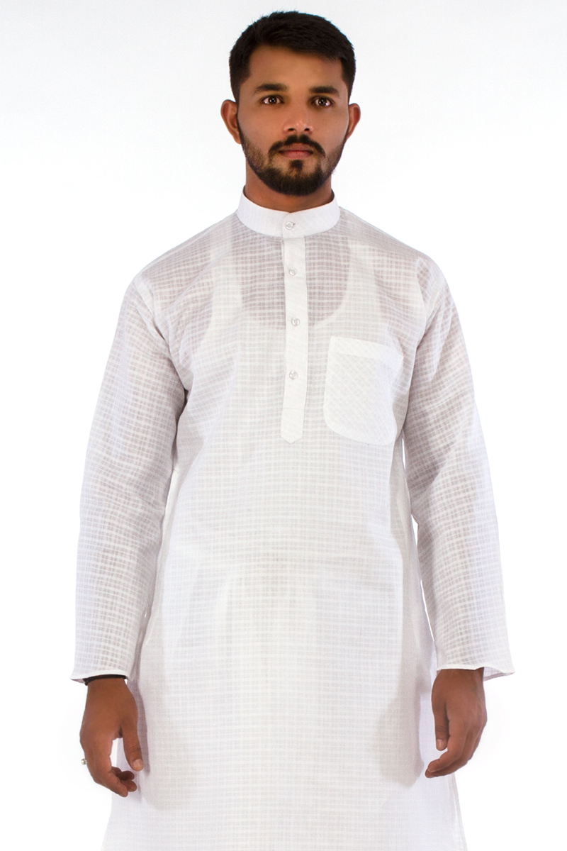 White Cotton Men S Kurta Pajama Set For Eid Eid Kurta Pajama