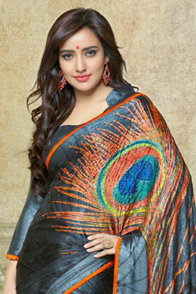 poly crepe saree