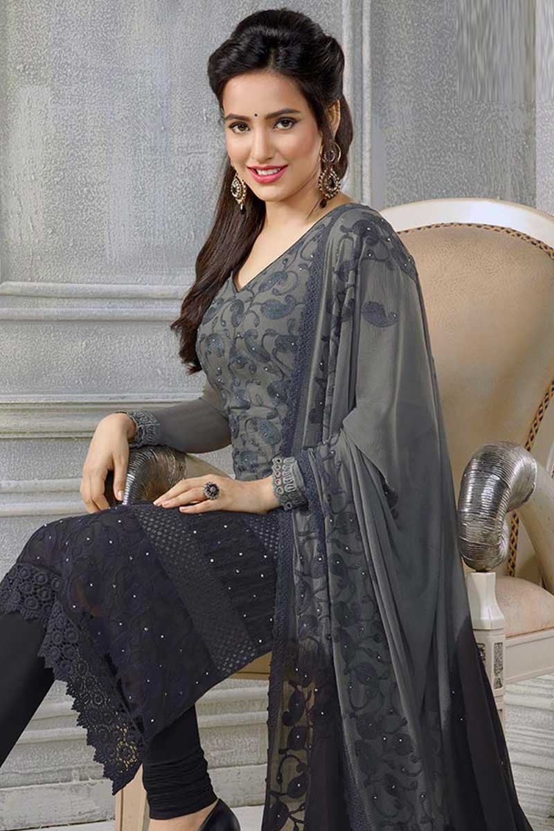 black chiffon churidar