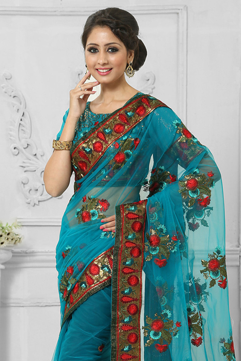 sky blue net gown