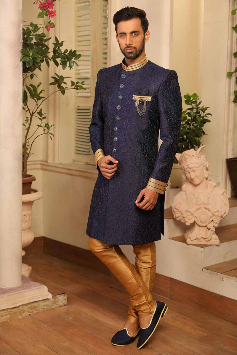 blue sherwani