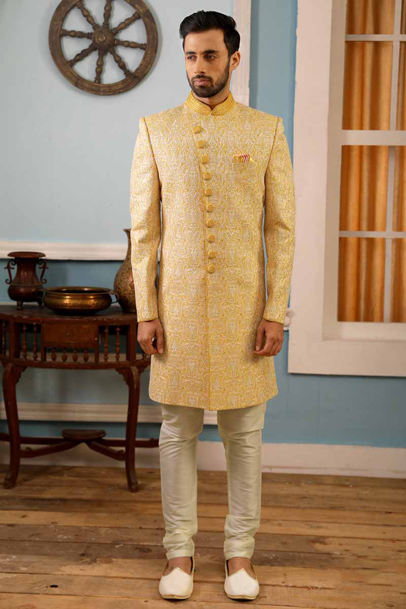 yellow sherwani