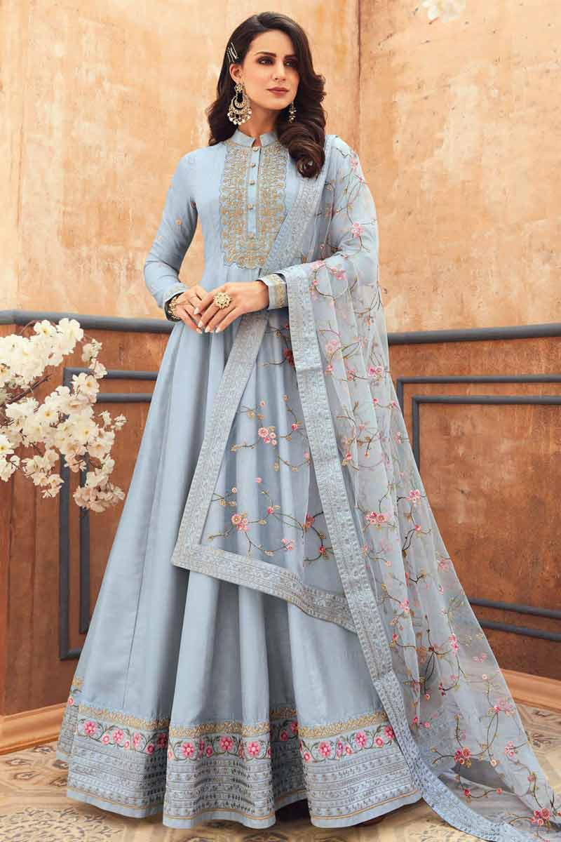 blue anarkali suits