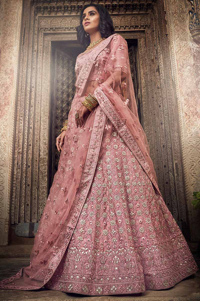 Pink net lehenga clearance