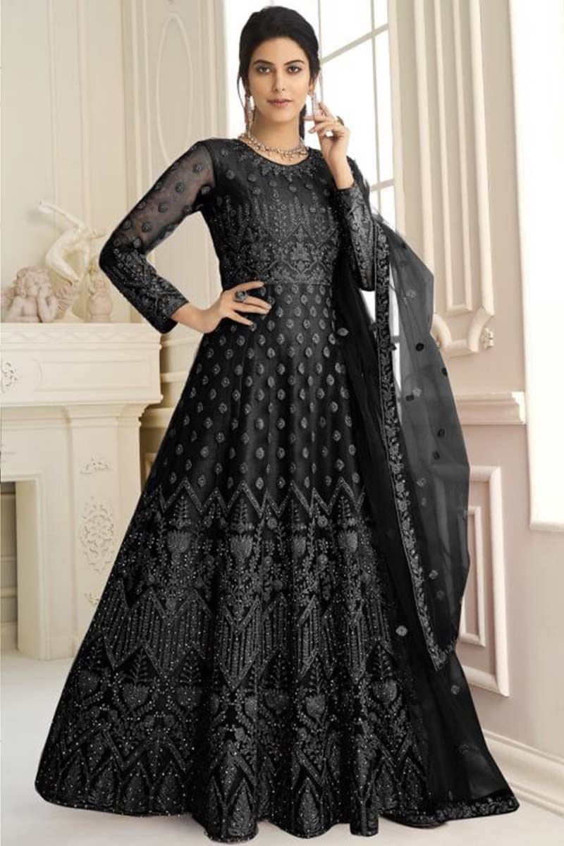 plain black anarkalis