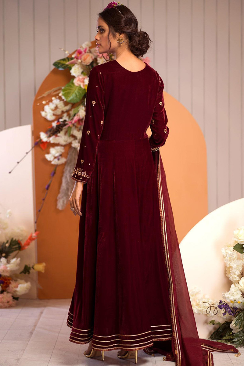 dark maroon anarkali