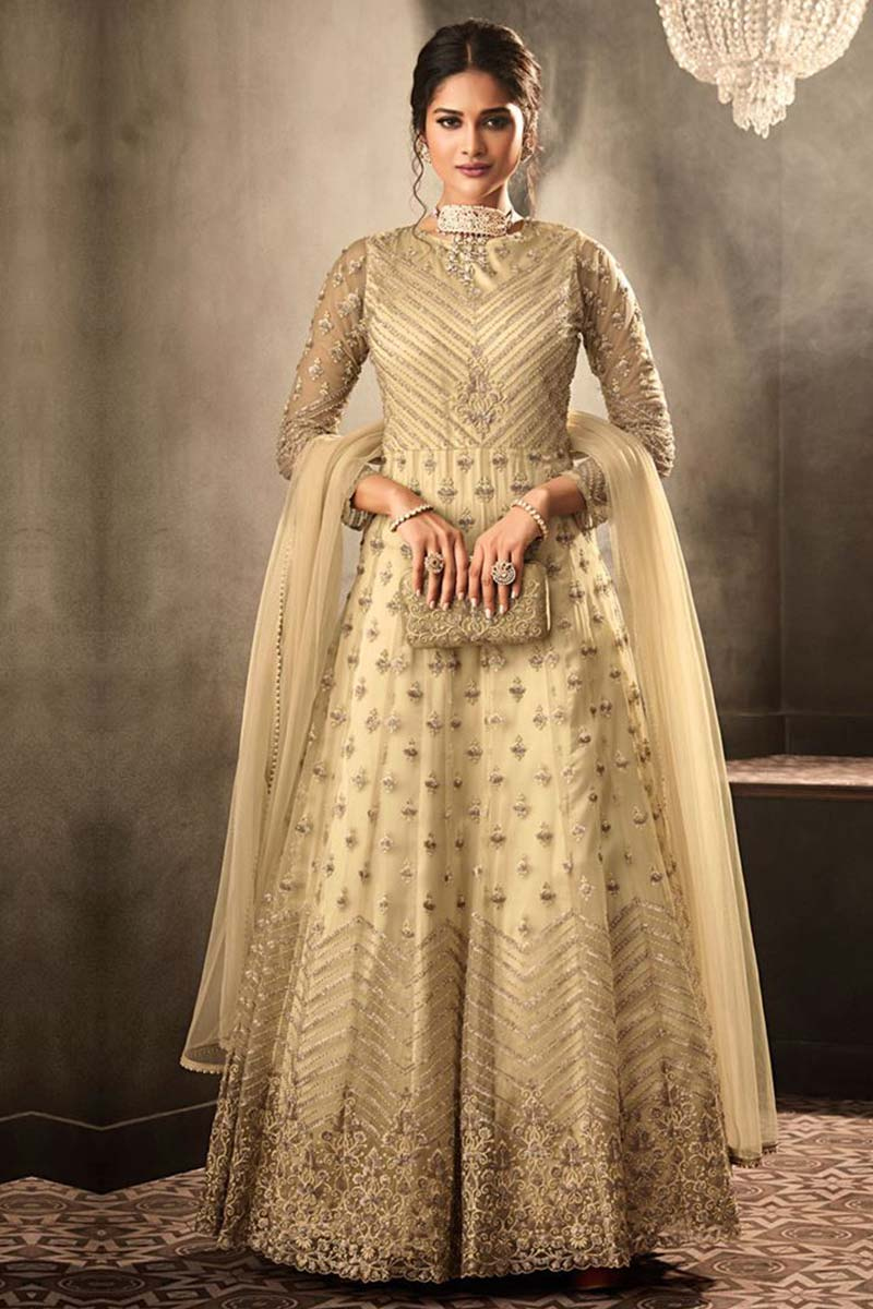 beige colour anarkali