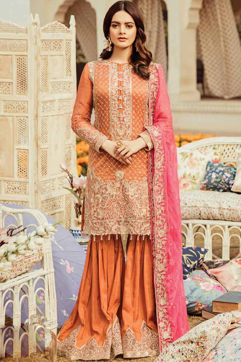 orange sharara suit