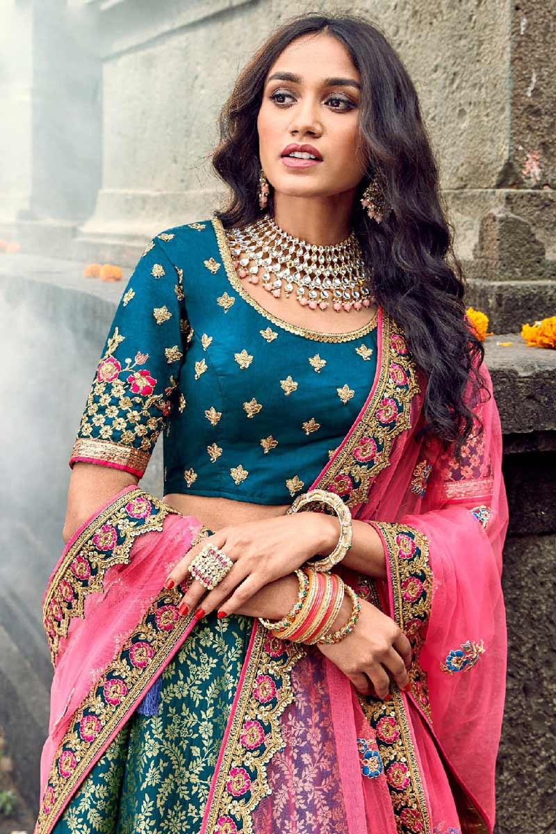Readymade banglori silk lehnga  peacck patteren ready blouse gamthi duptta 
