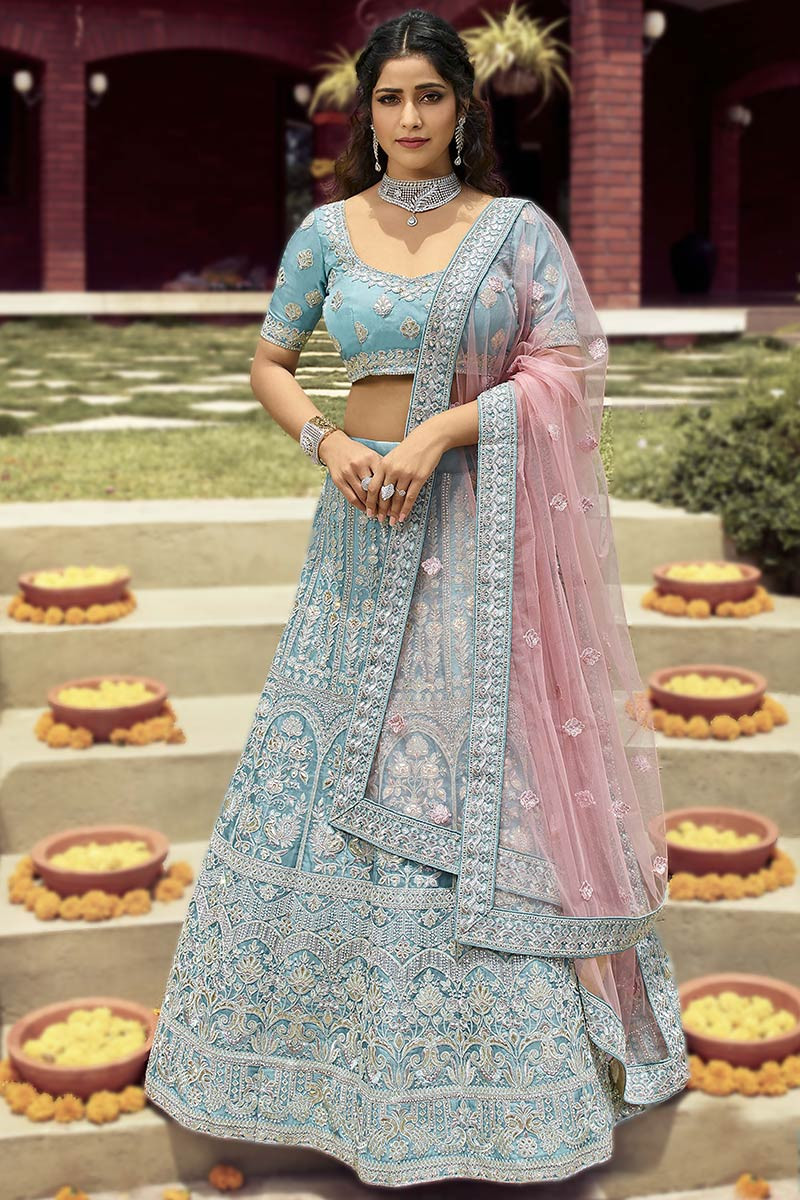 sky blue lehenga bridal