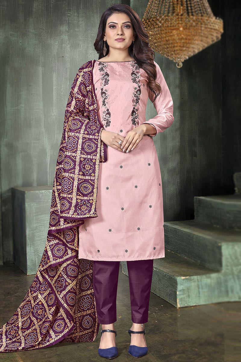 pink silk trouser suit