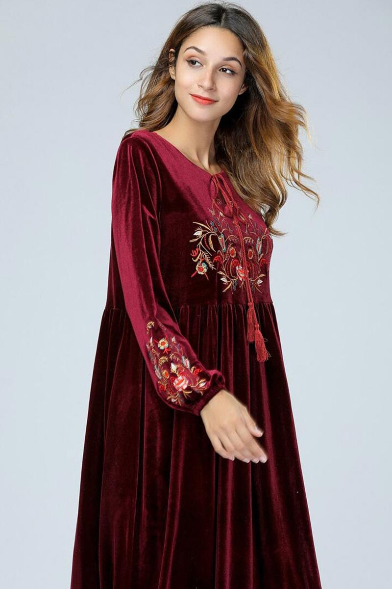 maroon colour dress