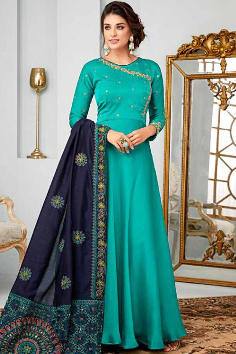 punjabi suit firozi colour