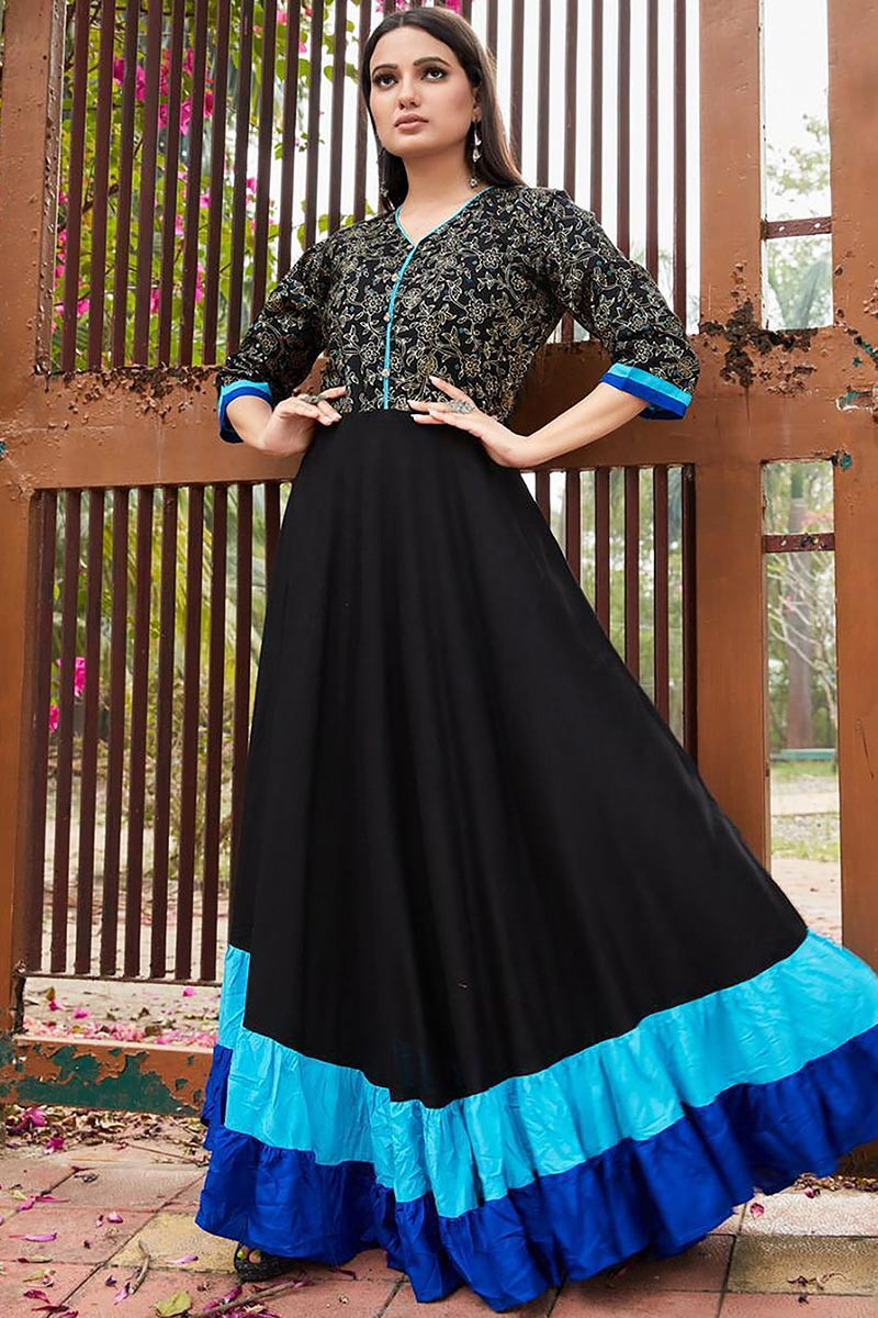 black anarkali set