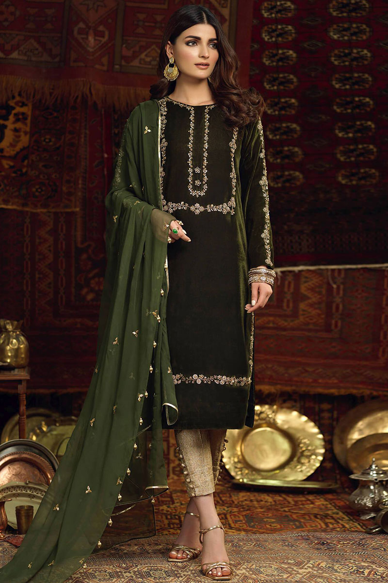 green trouser suit
