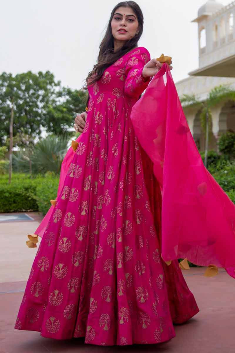 pink anarkali suits