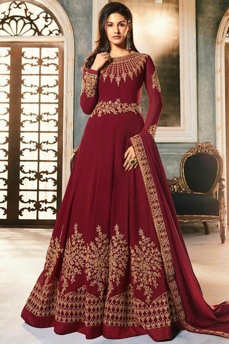 Buy Georgette Anarkali Suit In Maroon Color Online - LSTV04180 | Andaaz ...