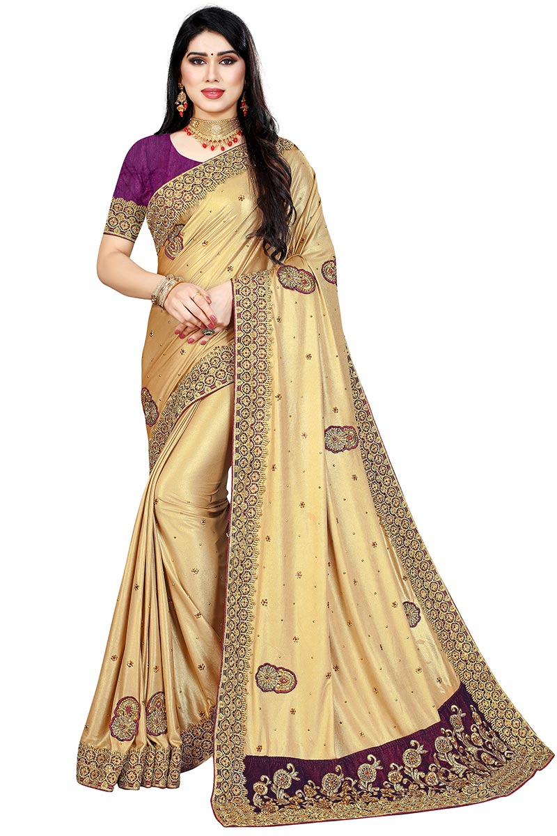 Golden fancy saree clearance